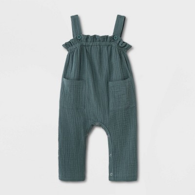 Image of Grayson Mini Baby Girls' Gauze Jumpsuit - Blue