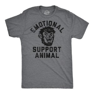 Mens Funny T Shirts Emotional Support Animal Werewolf Sarcastic Halloween Graphic Tee For Men - Crazy Dog Men's T Shirt - 1 of 4