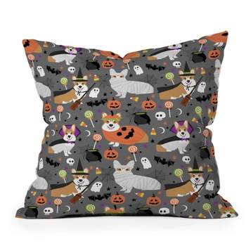 16"x16" Pet Friendly Corgi Halloween Costume Dogs Square Throw Pillow Gray - Deny Designs