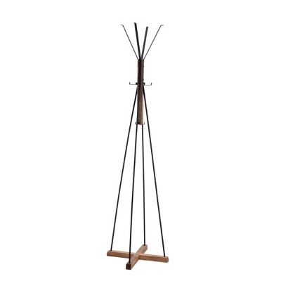 Noma Wood & Metal 8 Hook Standing Coat Rack Brown/Black - Summerland Home