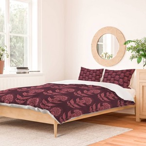 Deny Designs Schatzi Brown Aurelia Floral Burgundy Queen/Full Duvet and Sham Set (2-3pc Set) - 1 of 4