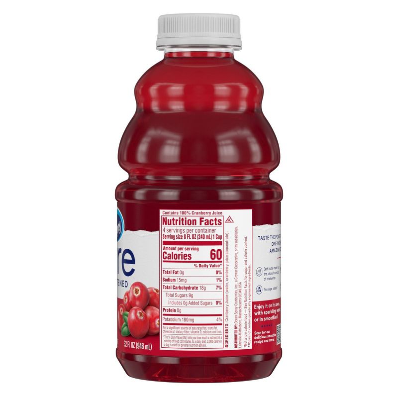 Ocean Spray 100% Pure Cranberry Juice - 32 fl oz Bottle, 5 of 7