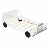 White- Race Car Bed Twin, Car Bed For Boys Car Shaped Platform Bed With Wheels, Headboard And Footboard, Wood Slat Support No Box Spring Needed Blue - 2 of 4