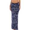 Women's Stylish Spandex Flare Maxi Skirt - Comfy Fold-Over Design Long Skirt for Effortless Style Blue and White - 2 of 4