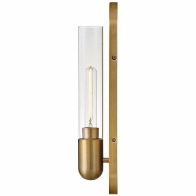 Lacquered Brass Cylinder Dimmable Wall Sconce with Clear Glass