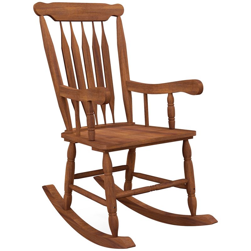 Outsunny Outdoor Wood Rocking Chair, 350 lbs. Porch Rocker with High Back for Garden, Patio, Balcony, 1 of 7