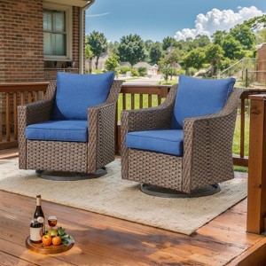 Outdoor Swivel Chair Patio Glider Chair with Soft Cushion High Back Chair - 1 of 4