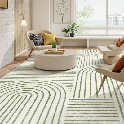 Lahome Abstract Washable Rugs Non Slip Soft Living Room Rugs Ultra-Thin Rainbow Bedroom Rug Non Skid Rug Backing Accent Carpet for Room Office