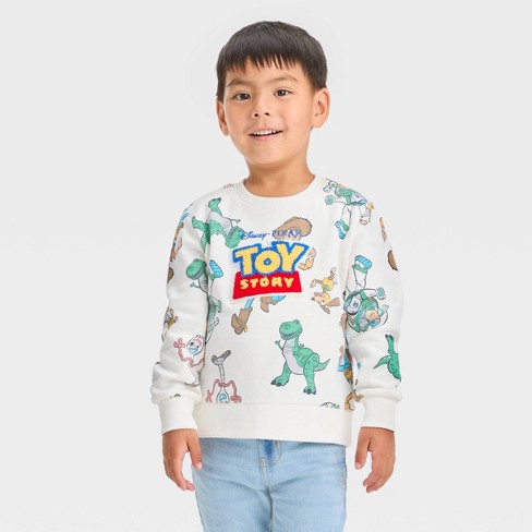 Toddler Boys' Disney Toy Story Fleece Pullover Sweatshirt - Off-White 12M