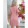 Womens Maternity Dress V Neck Lantern Sleeve Jacquard Dot Pocket Babydoll Baby Shower Dress - 4 of 4