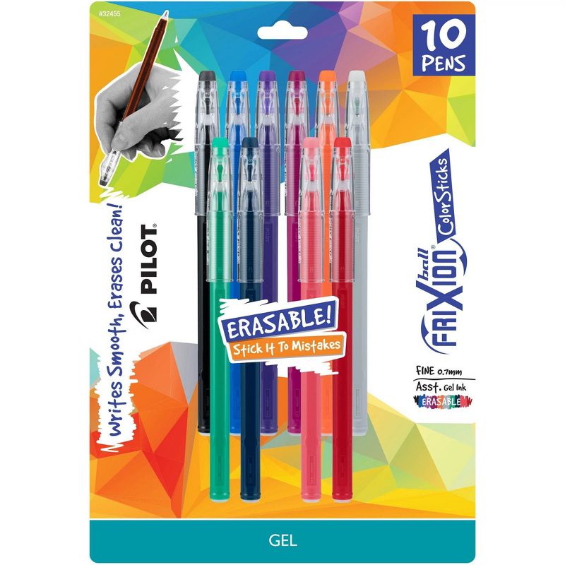 Pilot 10ct FriXion ColorSticks Erasable Gel Pens Fine Point 0.7mm Assorted Inks, 1 of 8