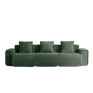 AENKYO Boneless Modular Loveseat, Soft Velvet Fleece Floor Sofa with No Assembly Needed & Anti-Slip Base, Cloud-Like Comfort, Green - 1 of 4