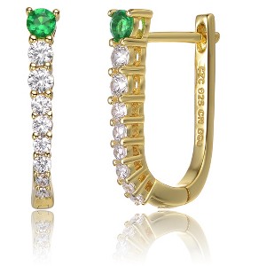 Guili Sterling Silver U-Shaped Huggie Hoop Earrings with Colored Cubic Zirconia – A Stylish and Modern Jewelry Piece for a Chic and Timeless Look - 1 of 2