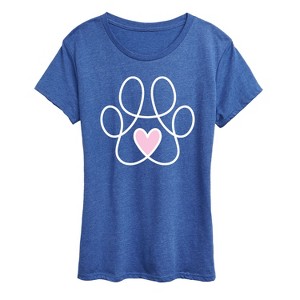 Women's - Instant Message - Paw Print Heart Short Sleeve Graphic T-Shirt - 1 of 4