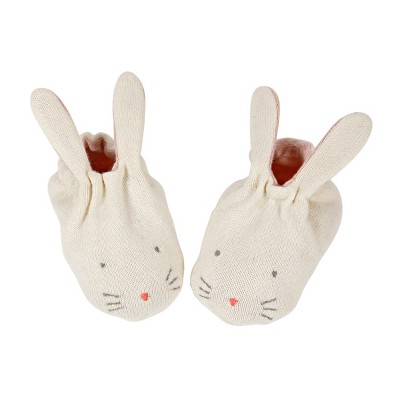 Image of Meri Meri Peach Bunny Baby Booties (Pack of 1)