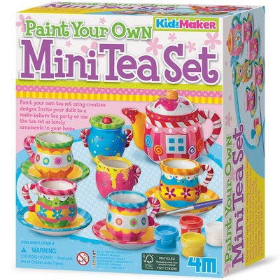 4M: KidzMaker - Paint Your Own Mini Tea Set - DIY Porcelain Painting Craft Kit