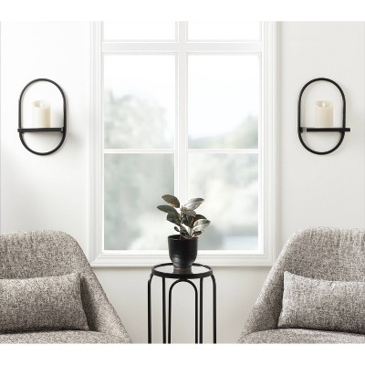 Black Wood and Metal Floating Wall Shelf Set