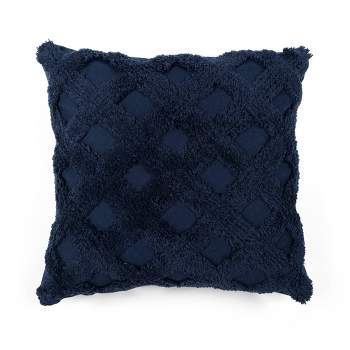 20"x20" Oversize Tufted Diagonal Square Throw Pillow Navy Blue - Lush Décor