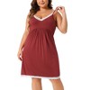 Agnes Orinda Women's Plus Size Lace Strap Chemise V Neck Midi Babydoll Nightgowns - 2 of 4