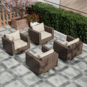 EAGLE PEAK Harbor Haven 4 PCS Wide Wicker Swivel Rocking Chair for Outdoor Patio Cushioned - 1 of 4
