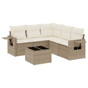 vidaXL Garden Sofa Set Beige, Cream white - 1 of 4