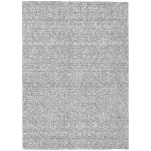 Silver Gray And Ivory Floral Washable Indoor Outdoor Area Rug - 1 of 4
