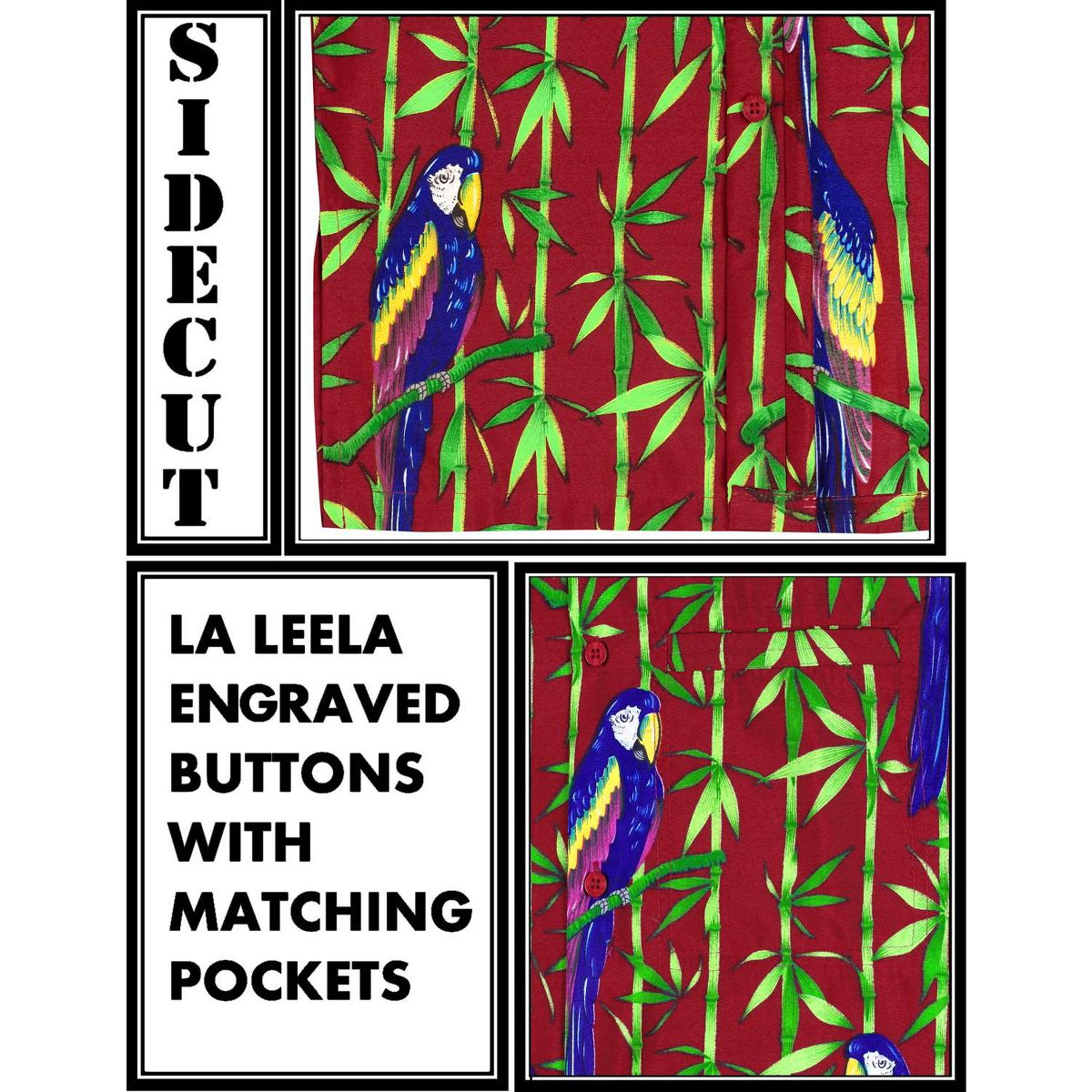LA LEELA Mens Hawaiian Shirts Short Sleeve Button Down Shirt Men's Tropical Shirts Casual Holiday Summer Party Caribbean Shirts Funny 7XL Red,Tree - thumbnail 6