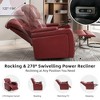 270° Swivel Power Recliner Chair with Tray Table, Phone Holder, Cup Holder & USB Port, PU Leather Home Theater Seat w/ Arm Storage, Red - ModernLuxe - 3 of 4