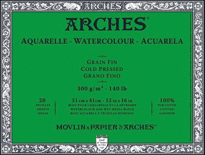 Arches Cold Press Watercolor Paper, 12 x 16 Inches, 140 lb, 20 Sheets