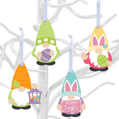 Big Dot of Happiness Easter Gnomes - Spring Bunny Decorations - Tree Ornaments - Set of 12