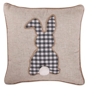 18"x18" Indoor Easter Single Bunny Square Throw Pillow Off-White - Pillow Perfect: Gingham Check, Velvet & Linen, Zipper Closure - 1 of 3
