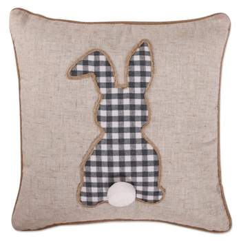 18"x18" Indoor Easter Single Bunny Square Throw Pillow Off-White - Pillow Perfect