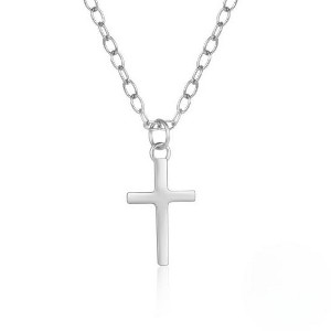Clotth Sterling Silver Cross Pendant Necklace - 925 Pure Silver with Gold Plating, Minimalist Style for Women, Chain Jewelry Gift - 1 of 4