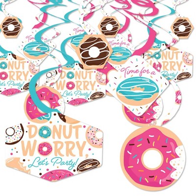 Big Dot of Happiness Donut Worry, Let's Party - Doughnut Party Hanging Decor - Party Decoration Swirls - Set of 40