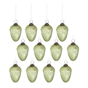 Whisen 2.8x2.8x4.3"H Tear Drop Ornament, Glass Decorative Hanging Christmas Tree Ornaments, Set of 12 - Green - 1 of 4