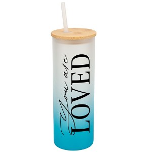 Elanze Designs You Are Loved Vertical Walk in Faith Wrap-Around Design 25 Ounce Frosted Gradient Glass On-The-Go Coffee Travel Skinny Tumbler Mug Cup, - 1 of 1
