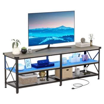 TV Stand for 65 70 inch TV, Industrial Entertainment Center TV Media Console Table, LED TV Stand with Storage Shelves and Power Outlets