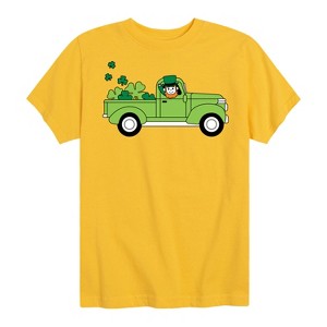 Boys' - Instant Message - St. Patrick's Day Leprechaun Truck Delivering Luck Short Sleeve Graphic T-Shirt - 1 of 4