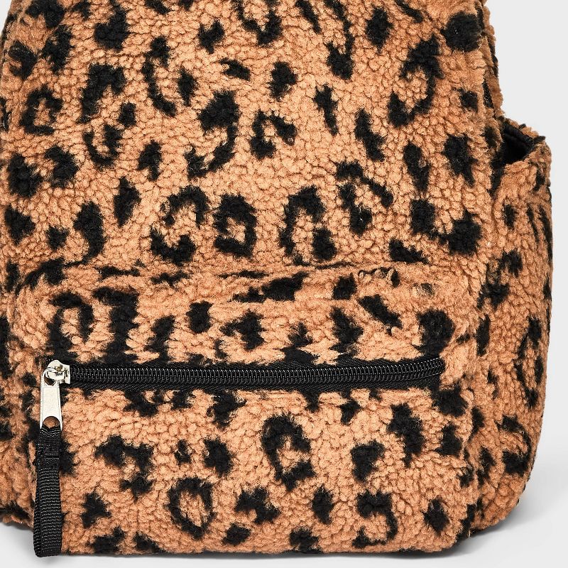 Girls&#39; Printed Leopard Fleece 10.725&#34; Mini Backpack - art class&#8482; Black, 5 of 6