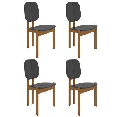 Manhattan Comfort Set of 4 Gales Mid - Century Modern Dining Chairs with Solid Wood Legs