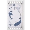 NoJo Marine Navy, Light Blue, and White Ocean Friends 100% Cotton Nursery Photo Op Fitted Crib Sheet - 3 of 4