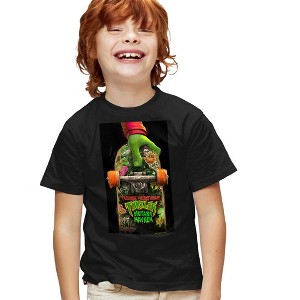 Teenage Mutant Ninja Turtles: Mutant Mayhem Poster Kids T Shirt For Youth, Black - 1 of 4