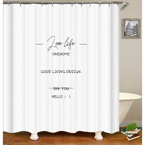Love Life Onehome Shower Curtains for Bathroom Waterproof Fabric Bath Curtain Durable Soft Stylish Bathroom Decor 72x72 Inch - 1 of 1