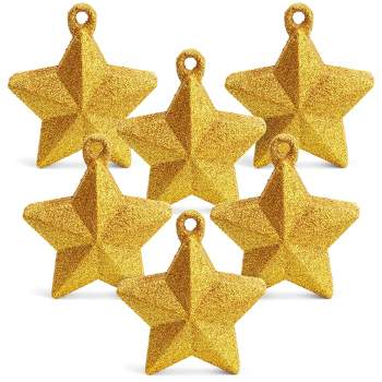 Sparkle and Bash 6 Pack Glitter Star Balloon Weights, Gold Party Decorations, 5.3 oz, 3.5x1.75x4 inch