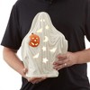 Casafield Ceramic Halloween Ghost with Pumpkin, Hand Painted 14-Inch Pre-Lit LED Scary Ghost Tabletop Decor - 4 of 4