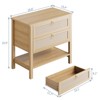 COZONY Nightstands Set of 2, Rattan Bedside Tables with Drawers and Storage Shelf, Narrow Mid Century Modern Nightstand for Bedroom - 3 of 4