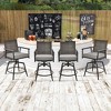 Tangkula Patio Swivel Bar Stools Set of 4 Outdoor Counter Height Bar Chairs w/ PE Rattan Back - 3 of 4