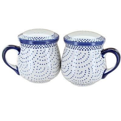 Blue Rose Polish Pottery S138 Manufaktura Salt & Pepper Shakers with Handles