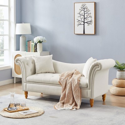 DOMETOUR 71 Inch Velvet Sofa with Storage for Living Room Bedroom, U Shape Backrest Couch with 2 Pillows