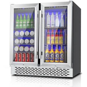 RLPI 30 in. Dual Zone Built-In/Freestanding Cooler, 60 Wine Bottles and 130 Cans, Stainless Steel with RGB LED - 1 of 3